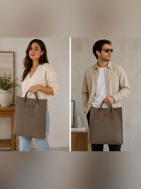 T. Anthony New‎ York Canvas & Leather Tote Bag Large Brown Quiet Luxury Travel